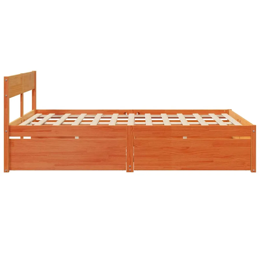Cadre de lit sans matelas cire marron 140x200cm bois pin massif - 5