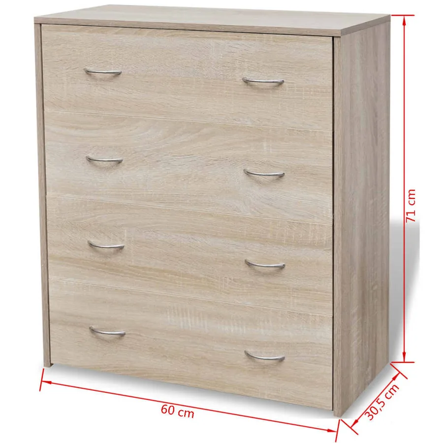 Buffet avec 4 tiroirs 60 x 30,5 x 71 cm Couleur de chêne - 6