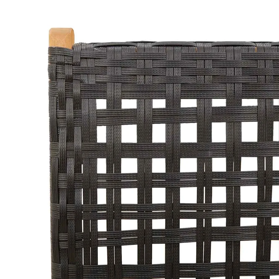 Ensemble à manger de jardin 7 pcs noir rotin et bois massif - 10