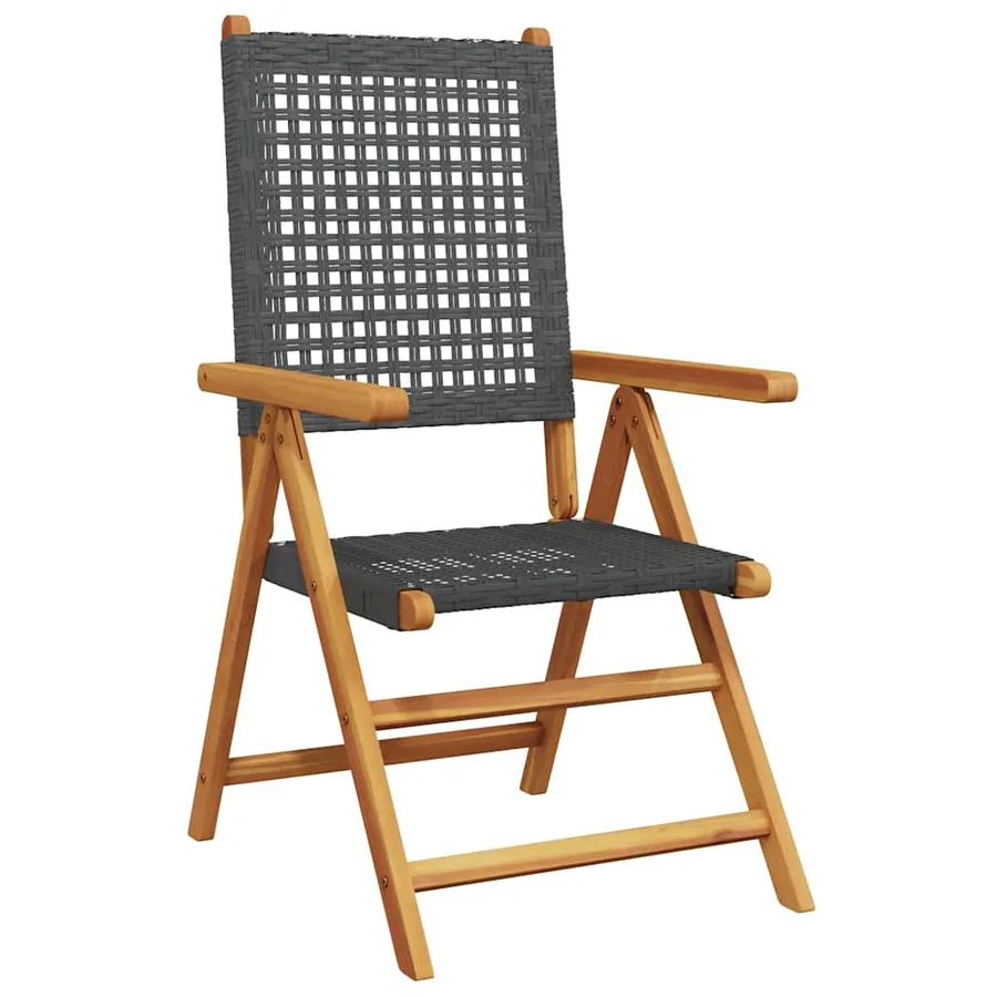 Ensemble à manger de jardin 7 pcs noir rotin et bois massif - 3