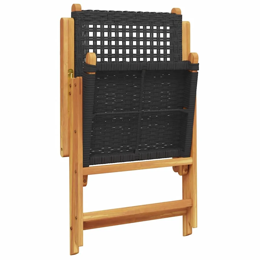 Ensemble à manger de jardin 7 pcs noir rotin et bois massif - 7