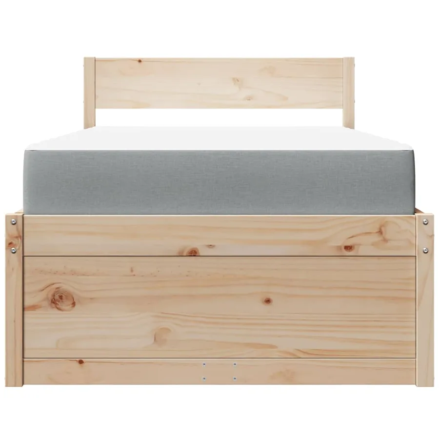 Lit avec tiroirs et matelas 90x190 cm bois massif de pin - 4