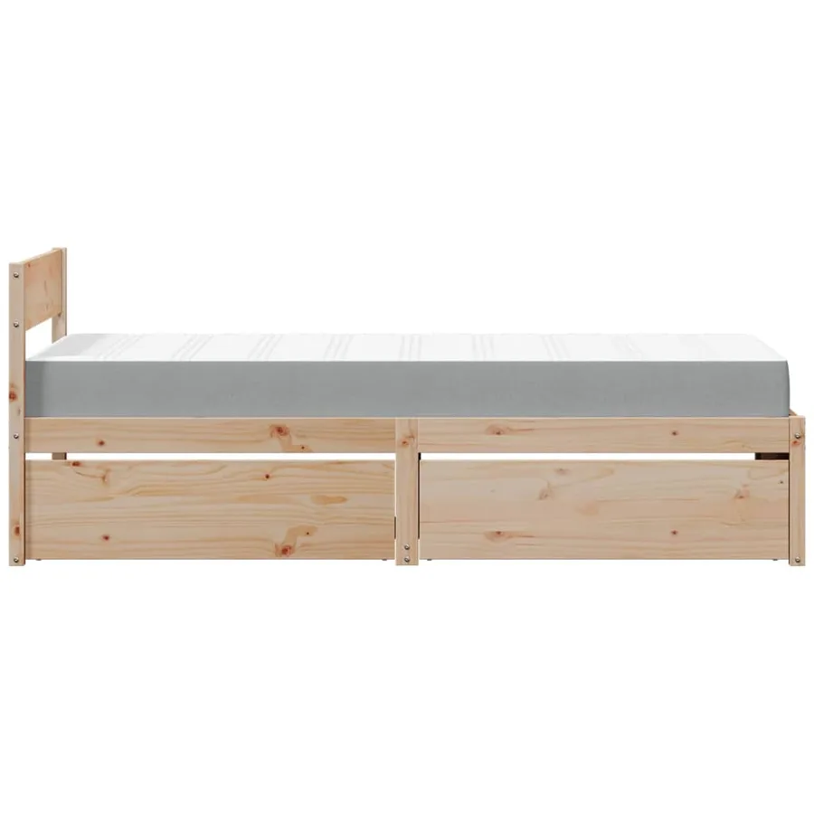 Lit avec tiroirs et matelas 90x190 cm bois massif de pin - 5