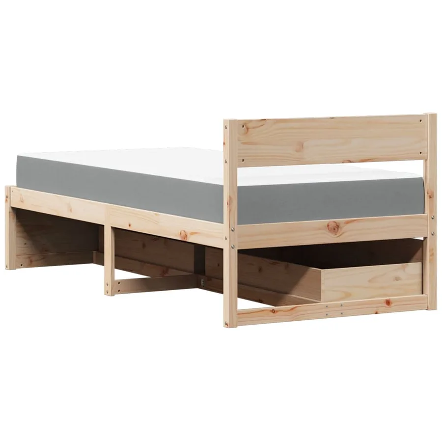 Lit avec tiroirs et matelas 90x190 cm bois massif de pin - 6
