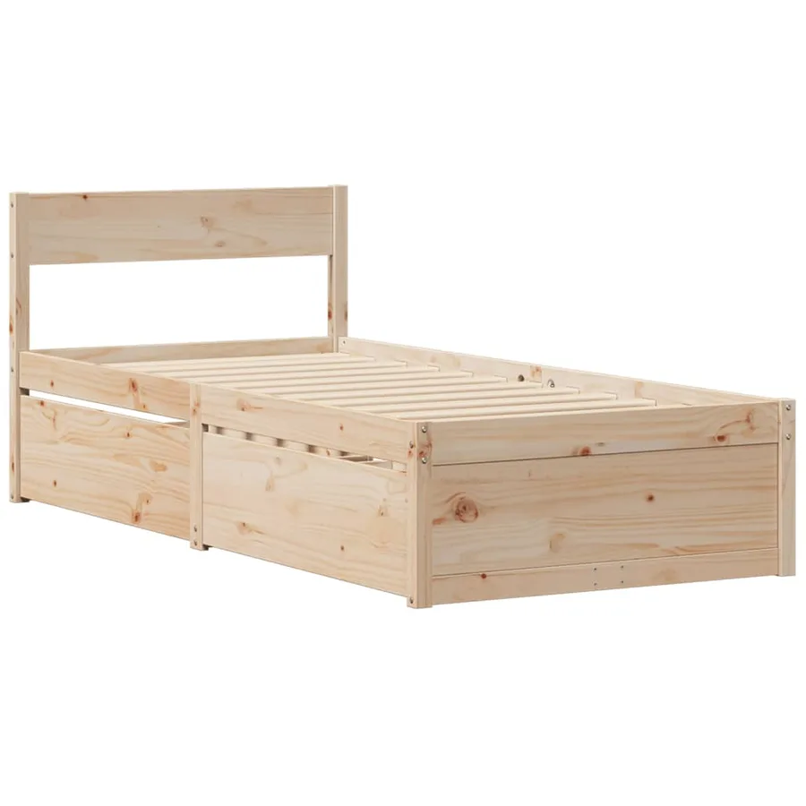 Lit avec tiroirs et matelas 90x190 cm bois massif de pin - 7