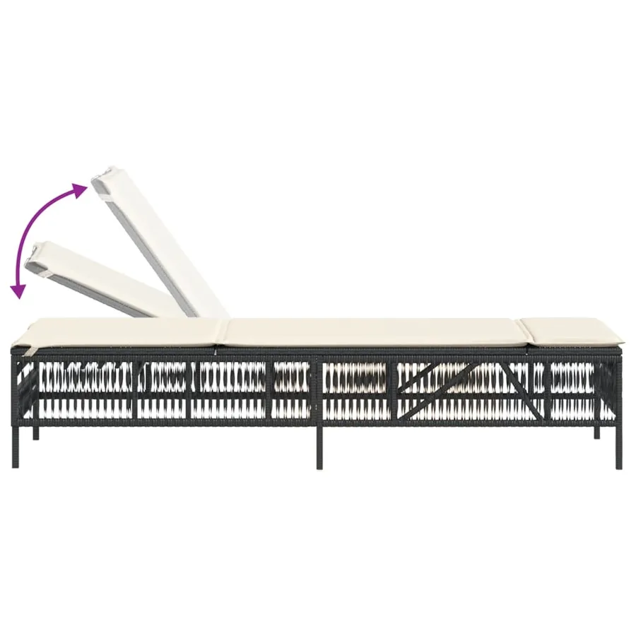 Chaises longues lot de 2 avec table noir résine tressée - 7