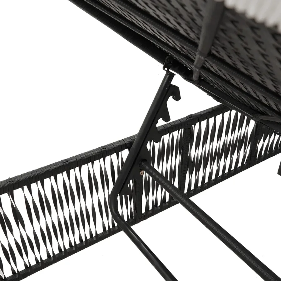 Chaises longues lot de 2 avec table noir résine tressée - 9