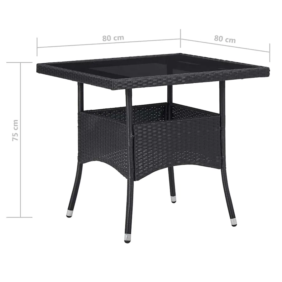 Ensemble à dîner de jardin 5 pcs Résine tressée et verre Noir - 11