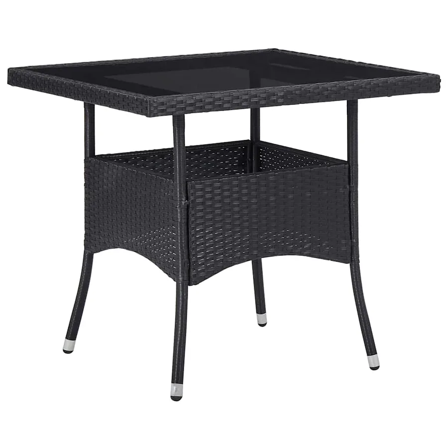 Ensemble à dîner de jardin 5 pcs Résine tressée et verre Noir - 3