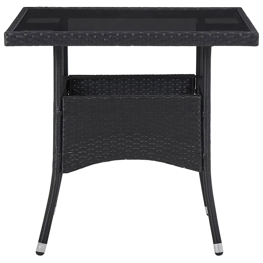 Garden dining set 5 pcs Poly rattan and glass Black - 4