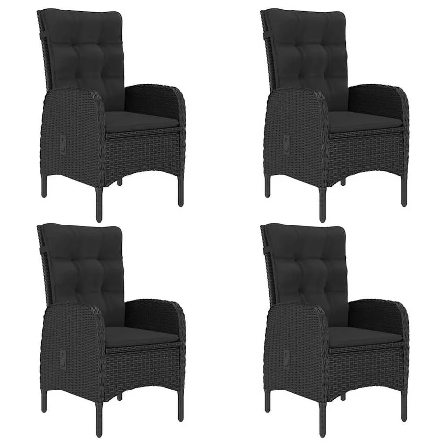 Garden dining set 5 pcs Poly rattan and glass Black - 5
