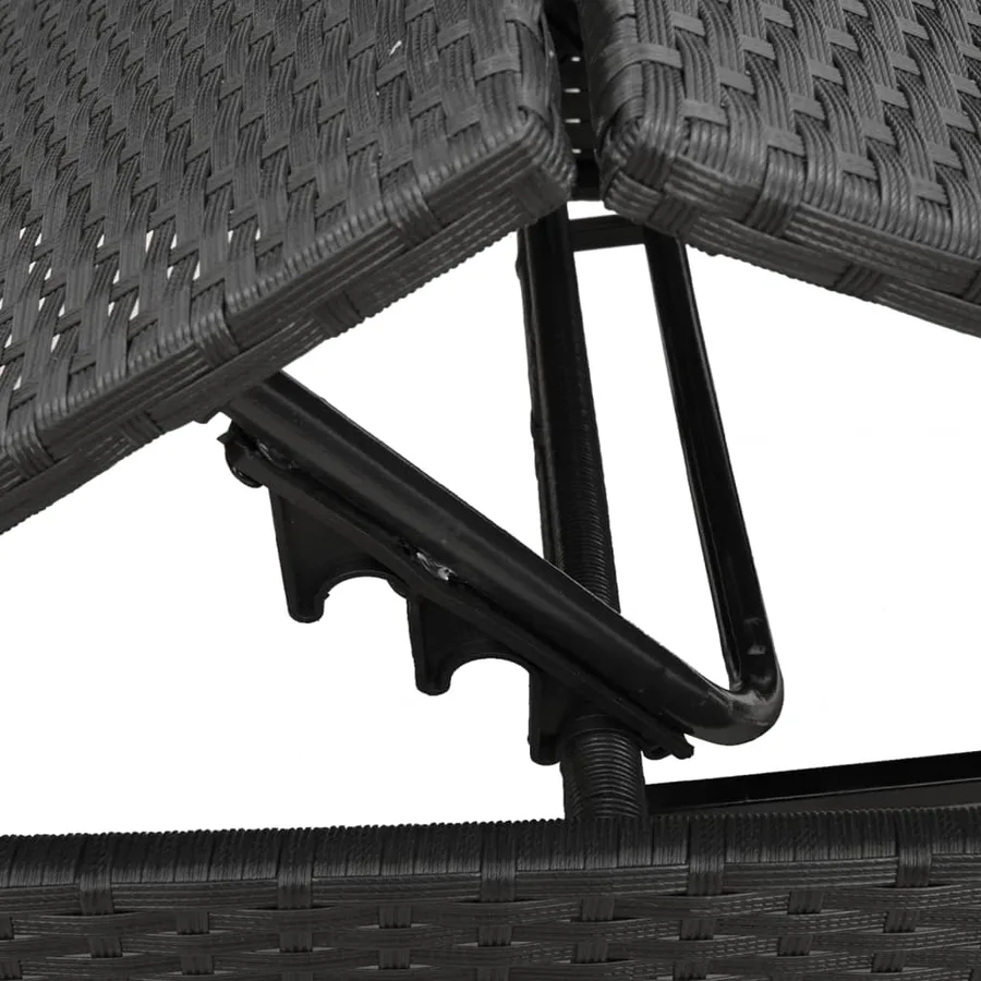Chaises longues lot de 2 avec table noir résine tressée - 8