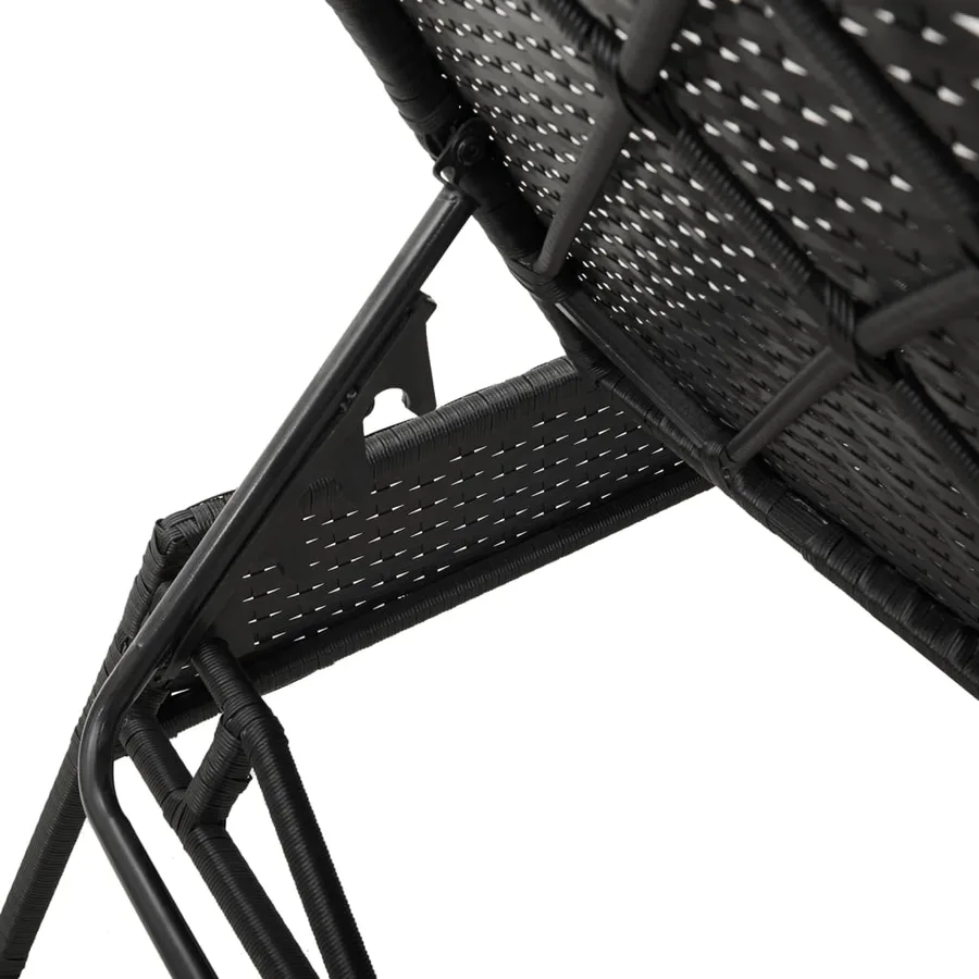 Chaises longues lot de 2 avec table noir résine tressée - 9