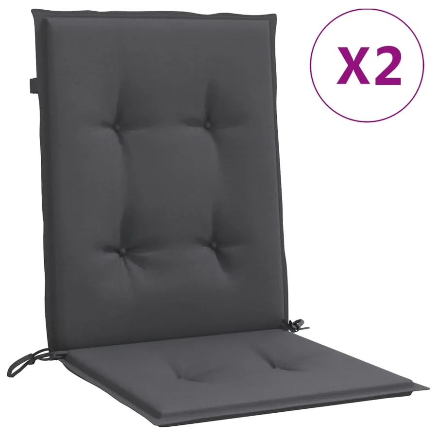 Coussins de chaise à dossier bas lot de 2 anthracite mélangé - 2
