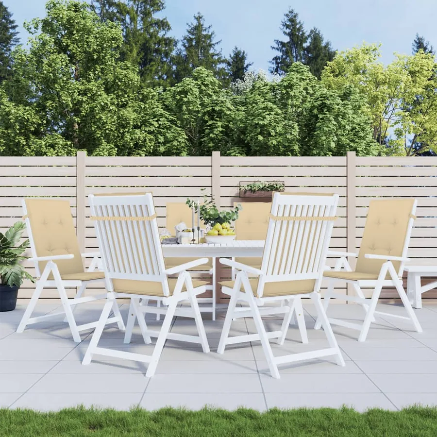 Coussins de chaise à dossier haut lot de 6 beige mélangé tissu - 3