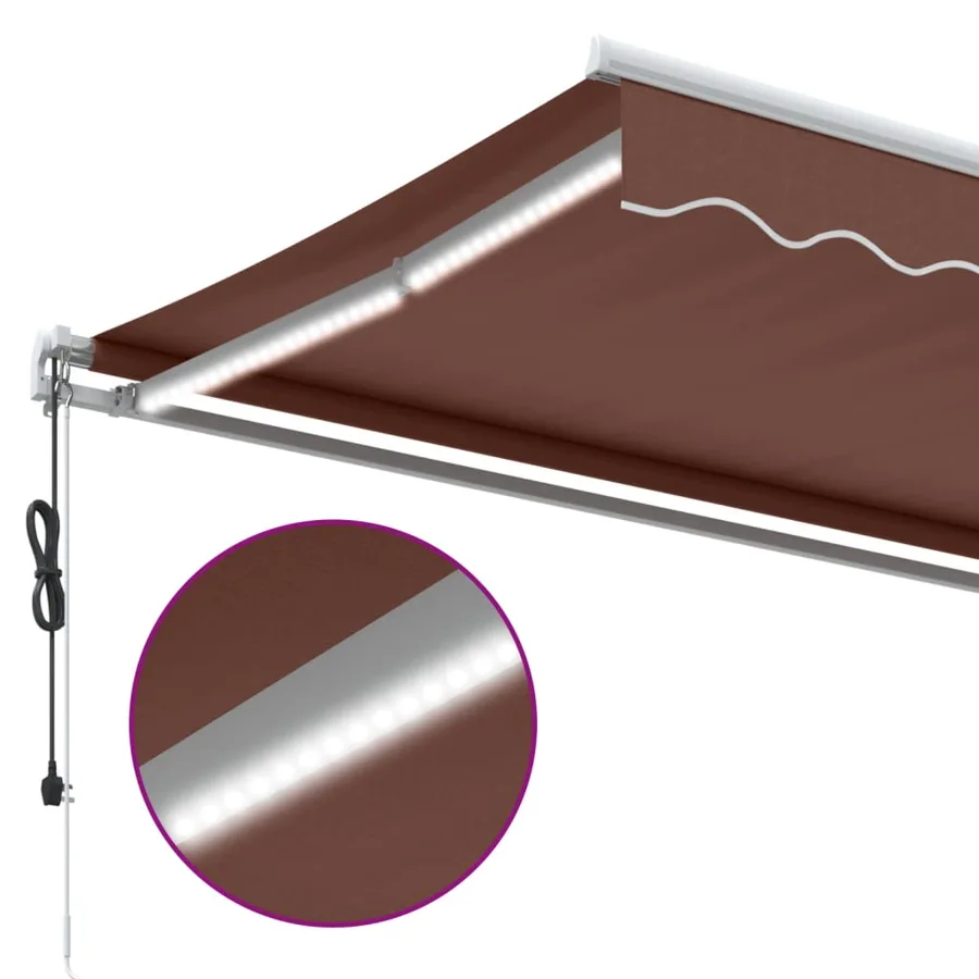 Auvent rétractable automatique avec LED marron 400x350 cm - 7