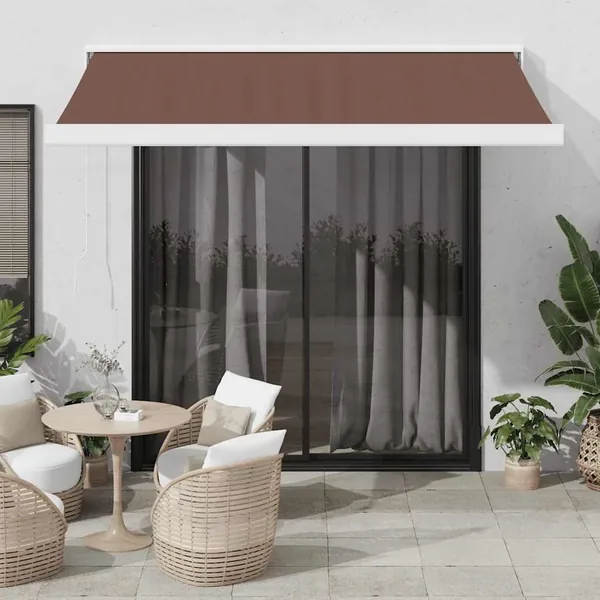 Auvent manuel rétractable marron 350x250 cm