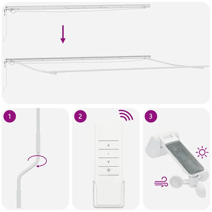 Auvent rétractable automatique avec LED marron 600x300 cm - 10
