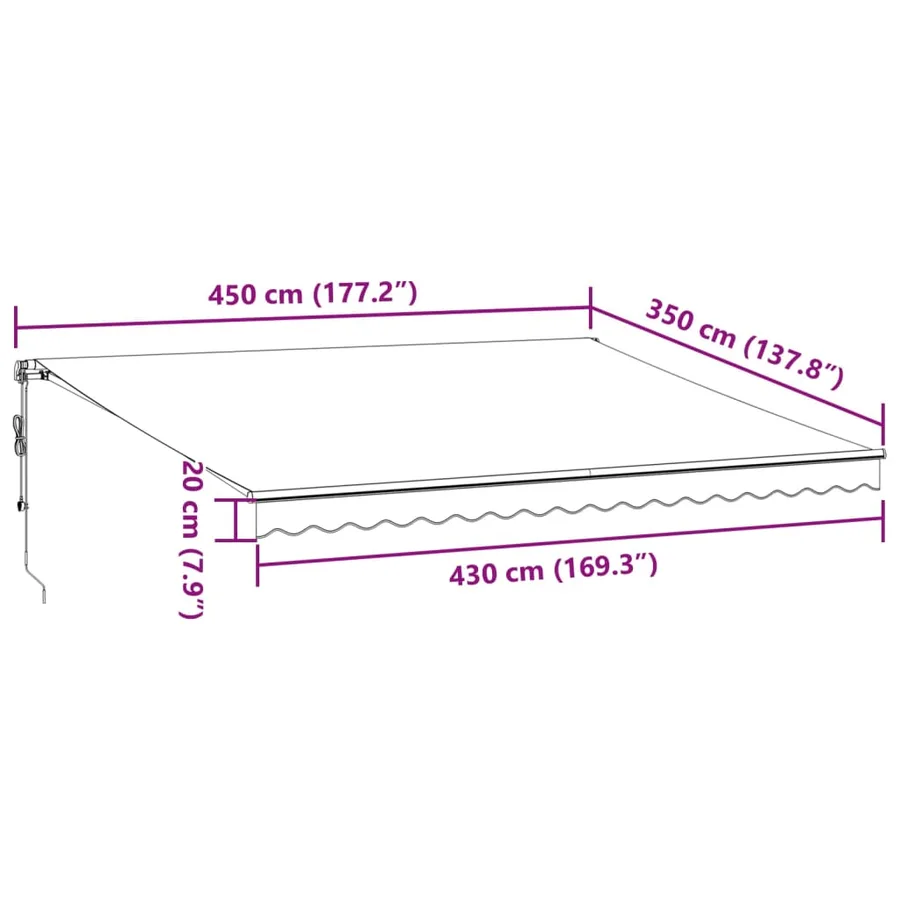Auvent rétractable automatique marron 450x350 cm - 11
