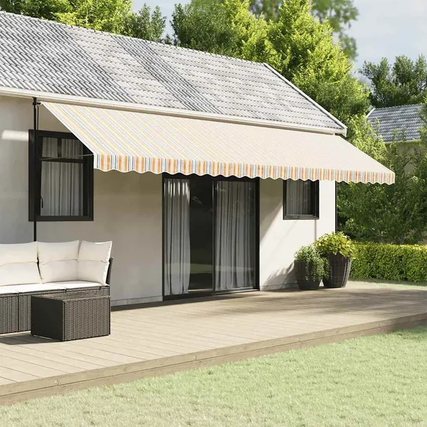 Tissu de remplacement de cantonnière d’auvent multicolore 6 m