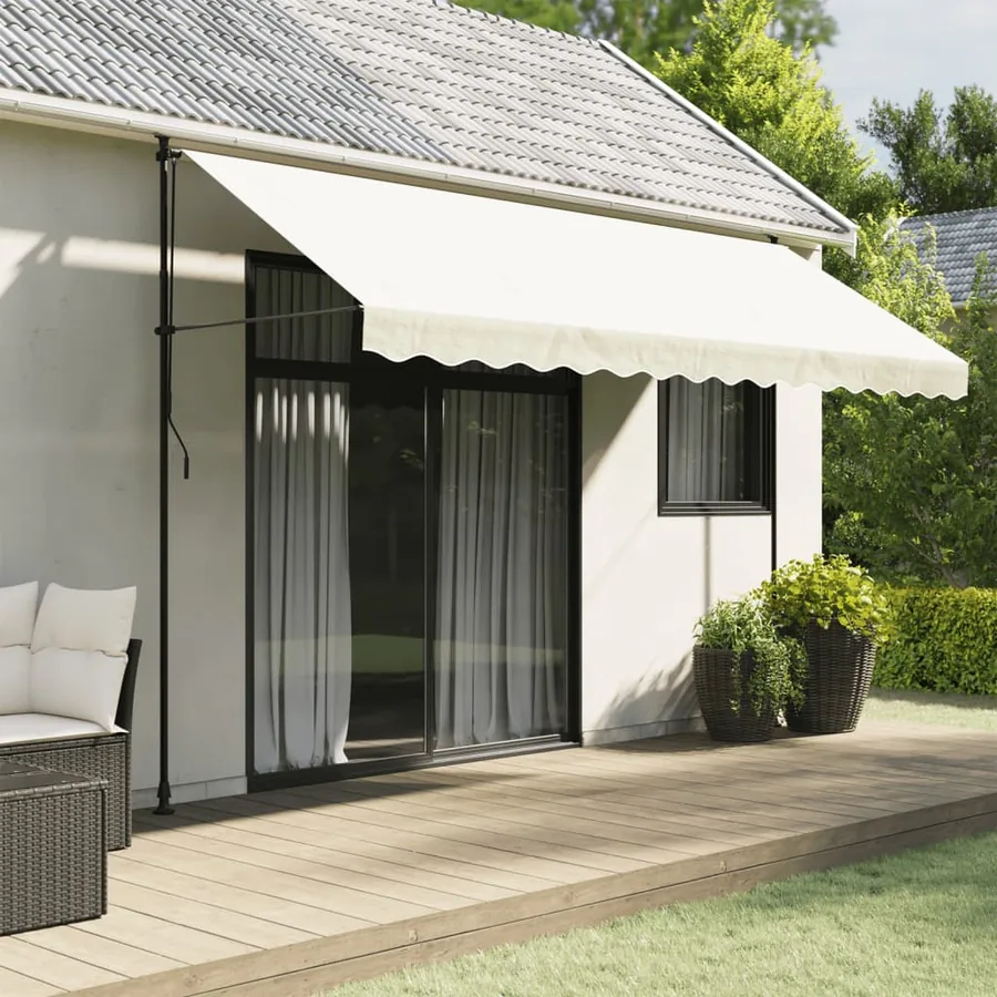 Tissu de remplacement de cantonnière d’auvent rayure crème 4 m