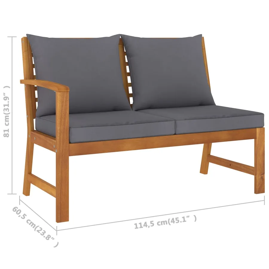 Salon de jardin 5 pcs avec coussin Bois d'acacia solide - 11