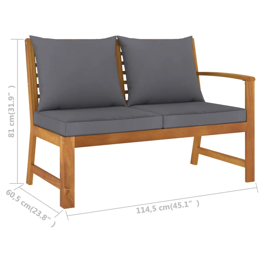 Salon de jardin 5 pcs avec coussin Bois d'acacia solide - 12