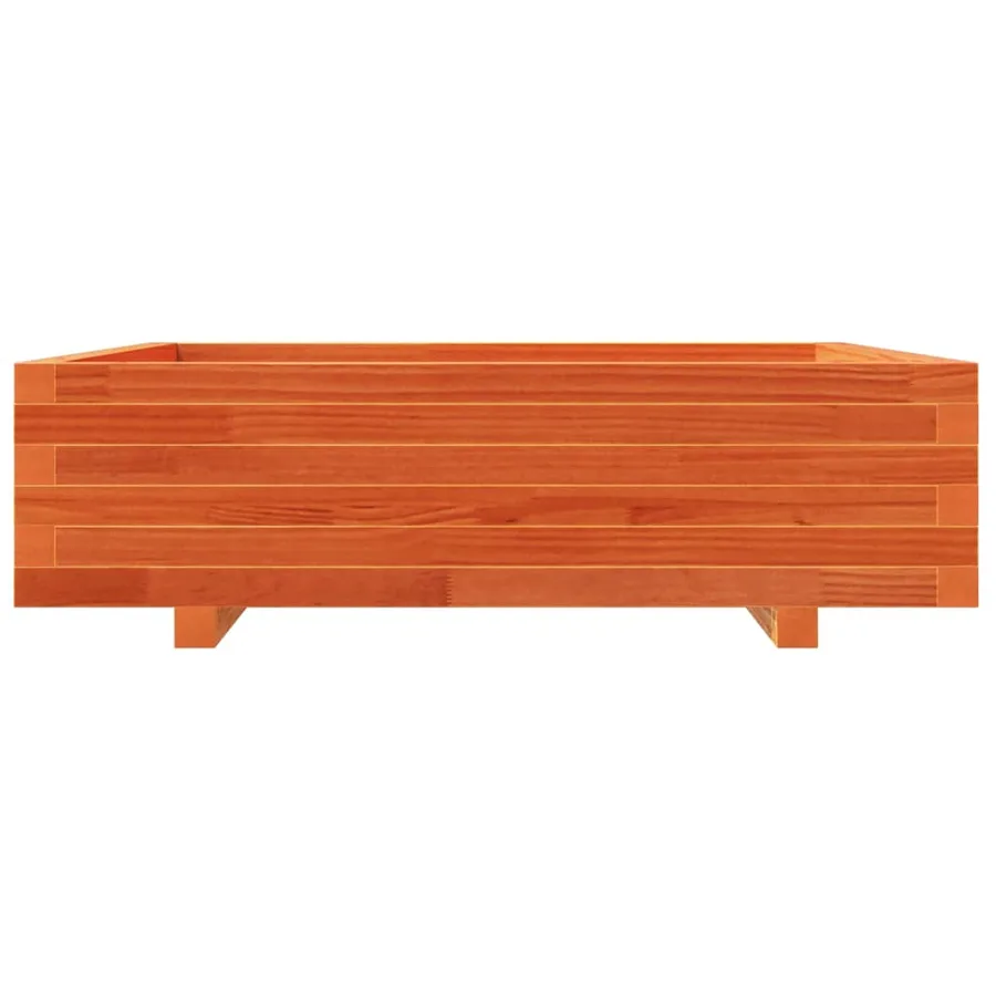 Jardinière cire marron 90x90x26,5 cm bois de pin massif - 5