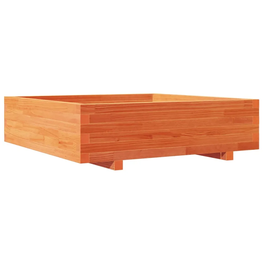 Jardinière cire marron 90x90x26,5 cm bois de pin massif - 7