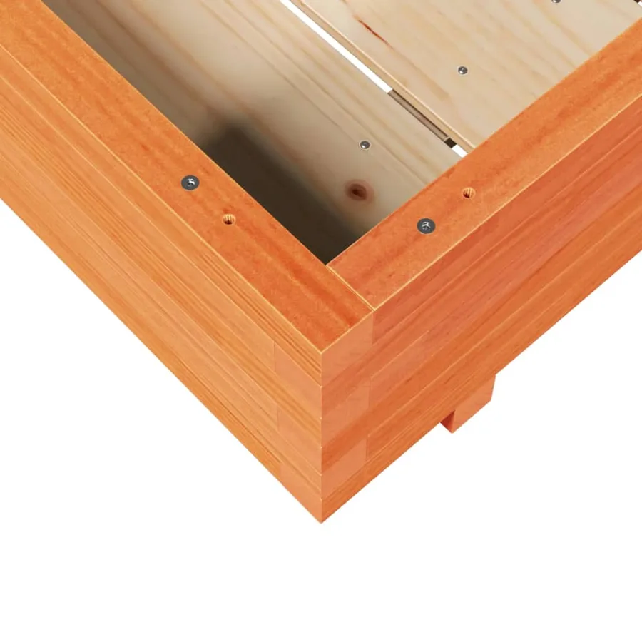 Jardinière cire marron 90x90x26,5 cm bois de pin massif - 8