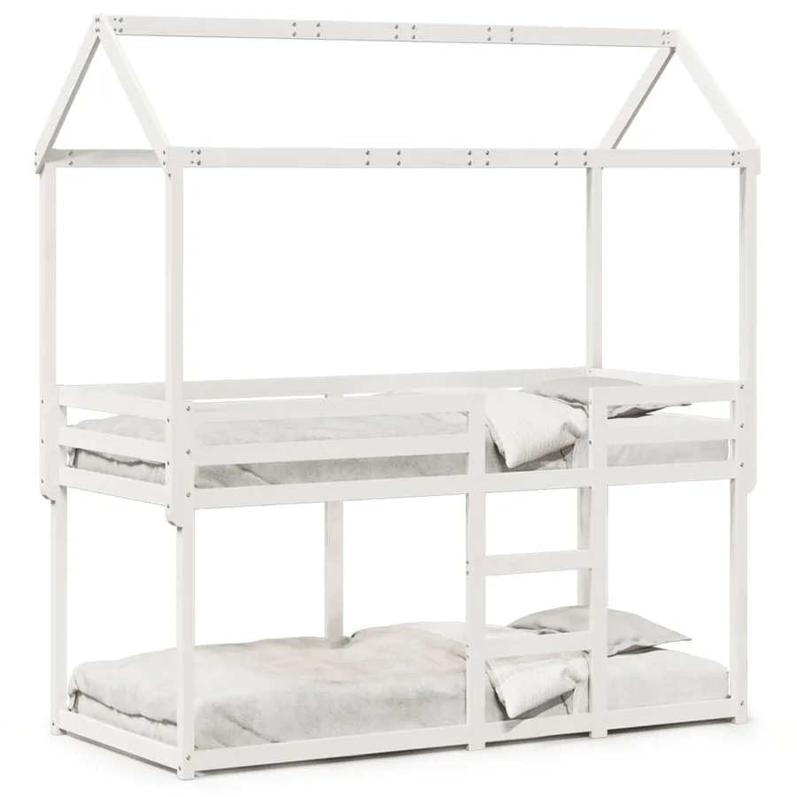 Lit superposé sans matelas blanc 75x190 cm bois de pin massif - 2