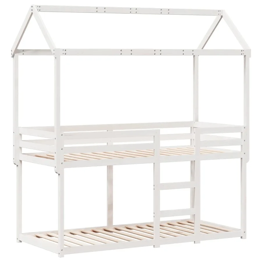Lit superposé sans matelas blanc 75x190 cm bois de pin massif - 3