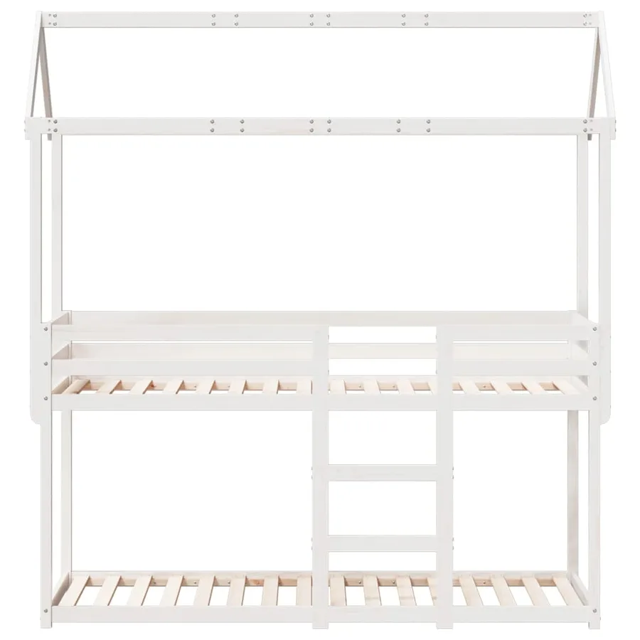 Lit superposé sans matelas blanc 75x190 cm bois de pin massif - 4