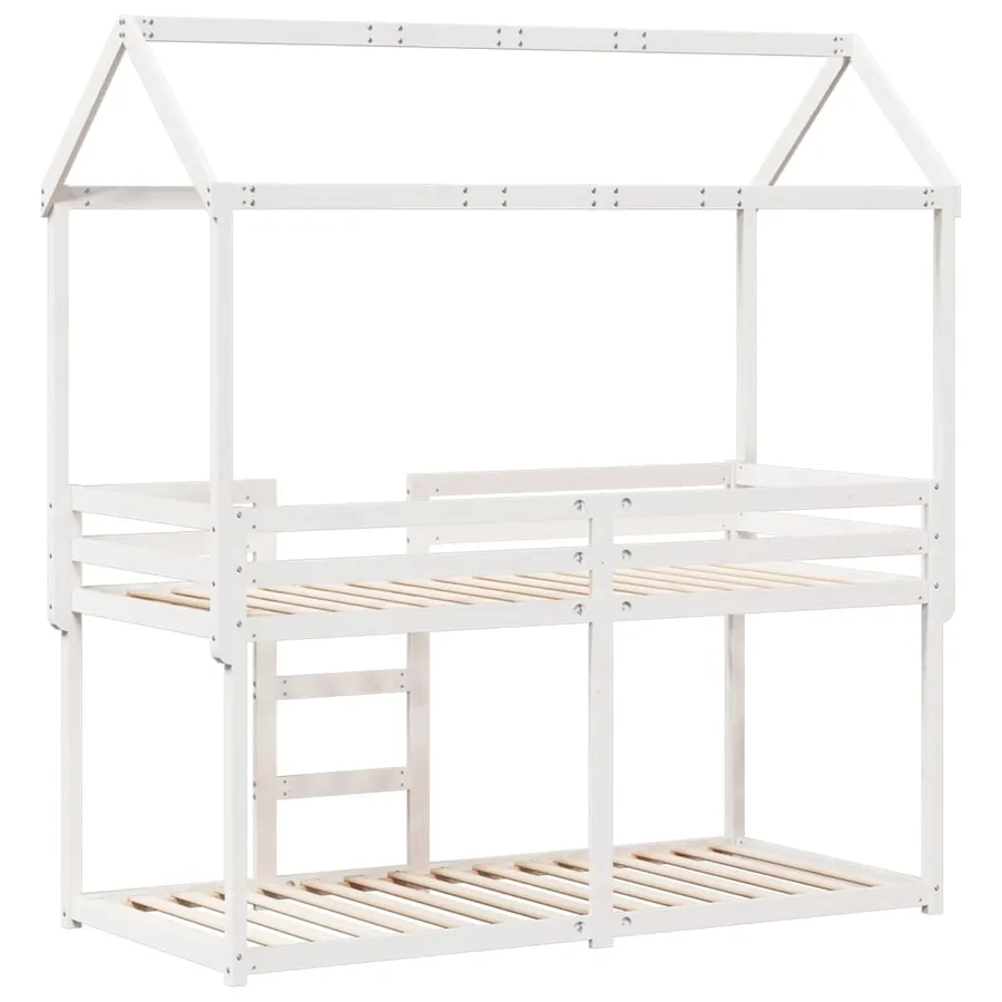 Lit superposé sans matelas blanc 75x190 cm bois de pin massif - 8