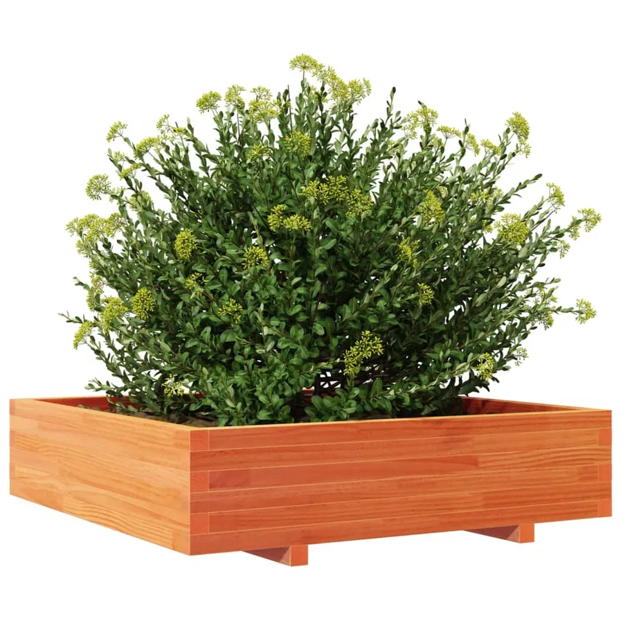 Jardinière cire marron 100x100x26,5 cm bois de pin massif - 4