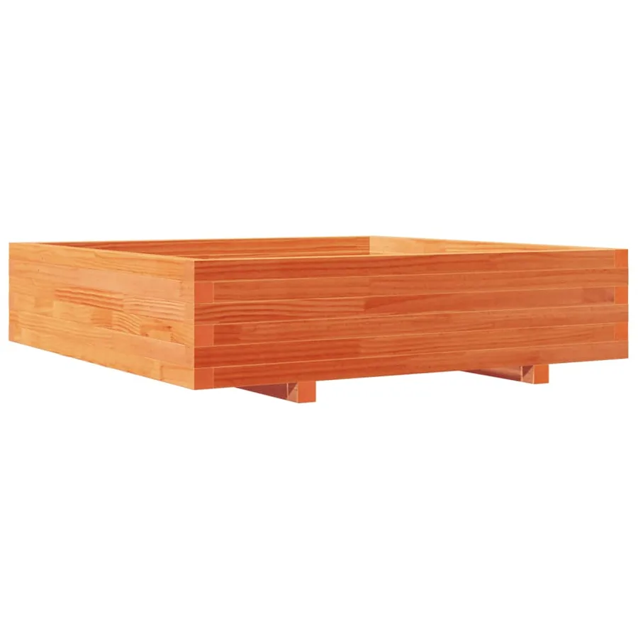 Jardinière cire marron 100x100x26,5 cm bois de pin massif - 7