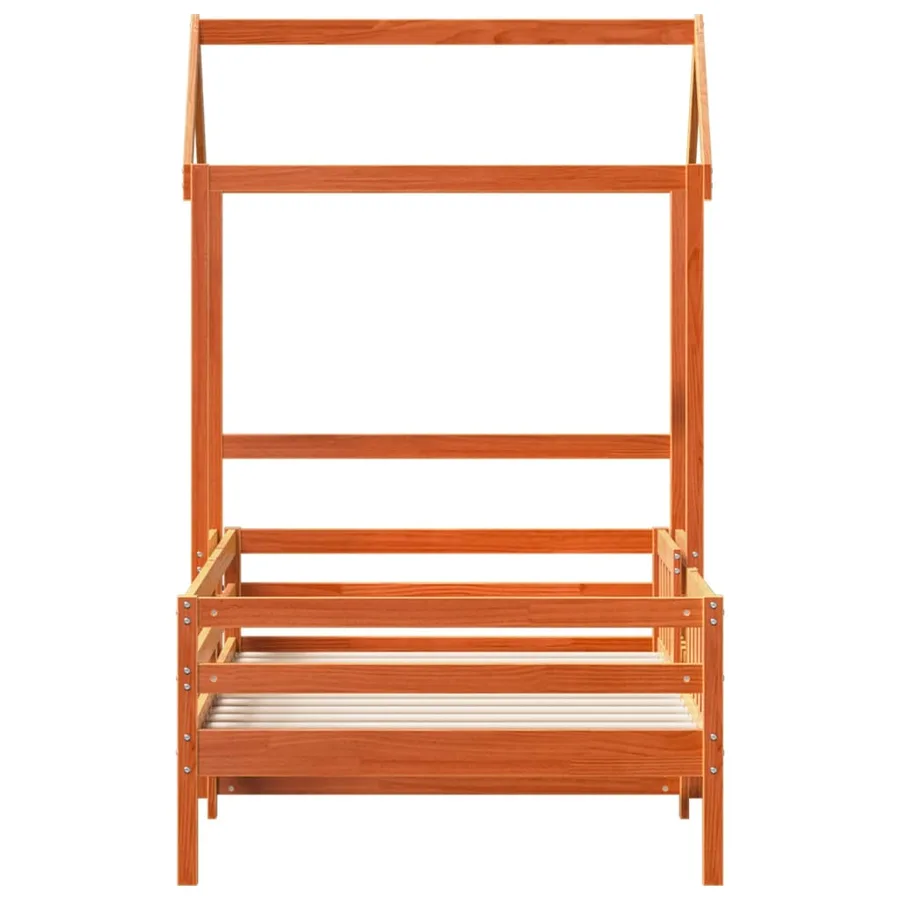 Cadre de lit avec toit sans matelas cire marron 100x200 cm - 4