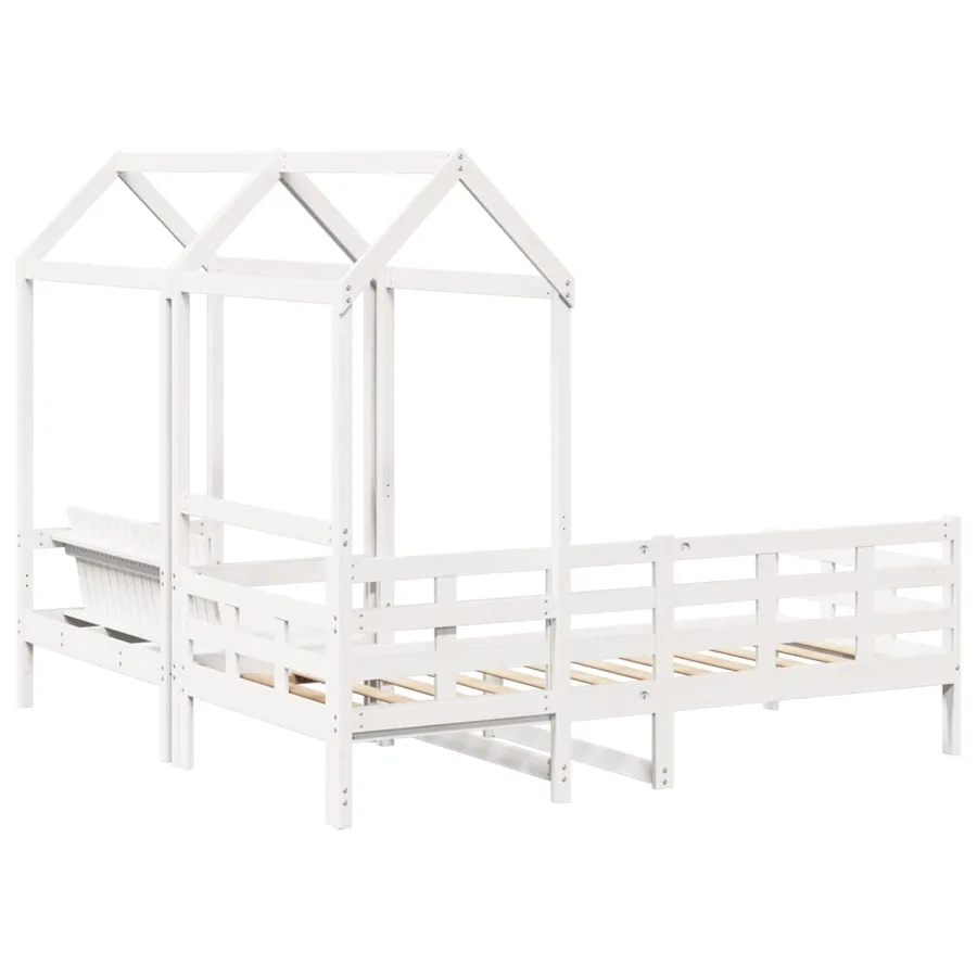 Ensemble de lit de jour et de banc et toit sans matelas blanc - 9