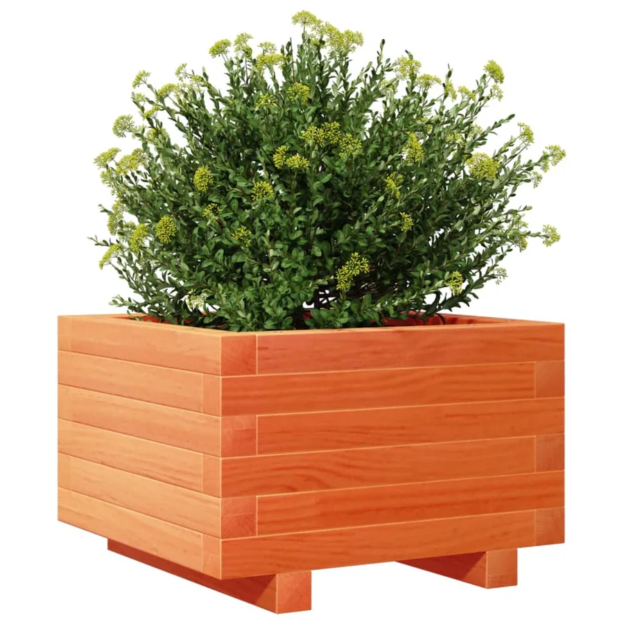 Jardinière cire marron 40x40x26,5 cm bois de pin massif - 4