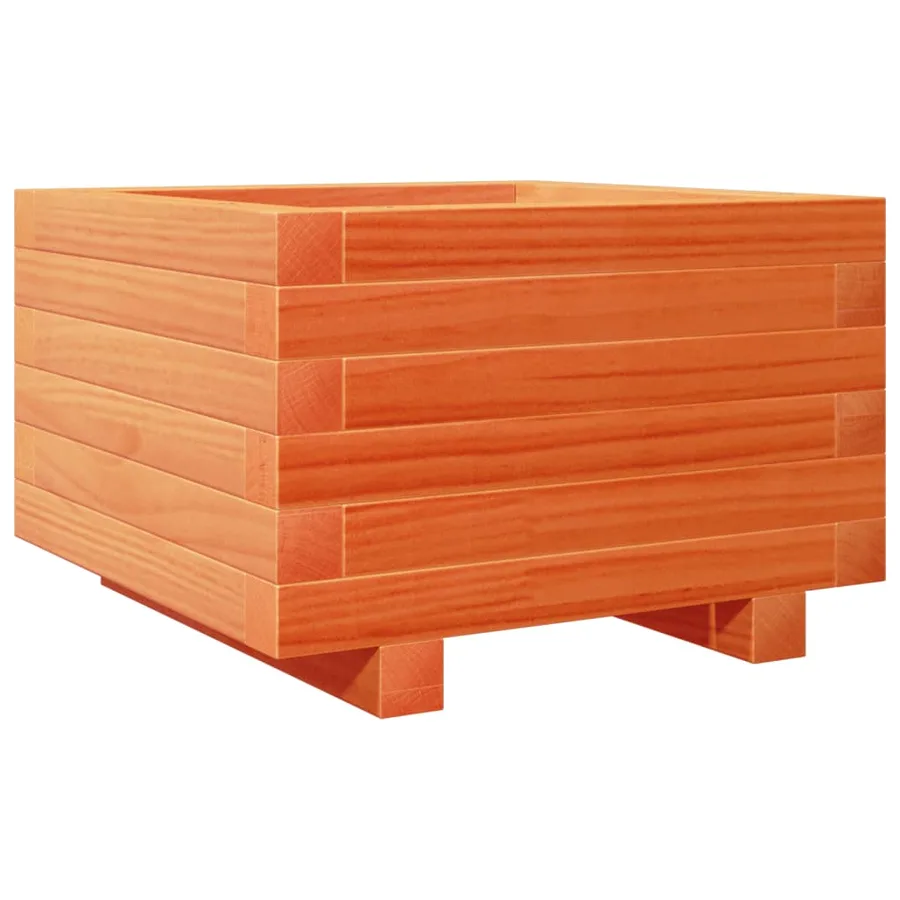 Jardinière cire marron 40x40x26,5 cm bois de pin massif - 7