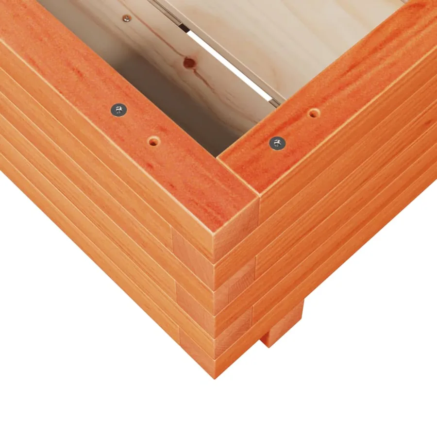 Jardinière cire marron 40x40x26,5 cm bois de pin massif - 8