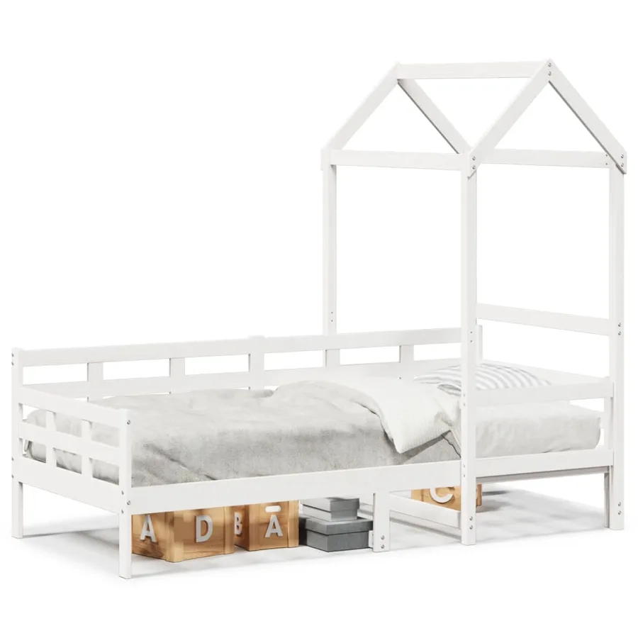 Lit de jour avec toit sans matelas blanc 80x200 cm bois massif - 2