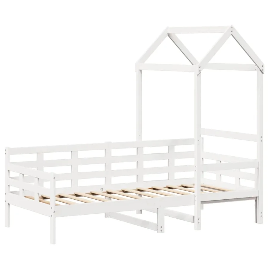Lit de jour avec toit sans matelas blanc 80x200 cm bois massif - 3