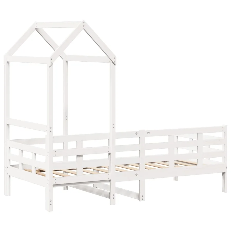 Lit de jour avec toit sans matelas blanc 80x200 cm bois massif - 8