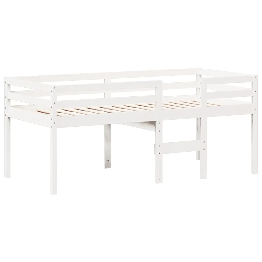 Lit haut sans matelas blanc 90x190 cm bois de pin massif - 5