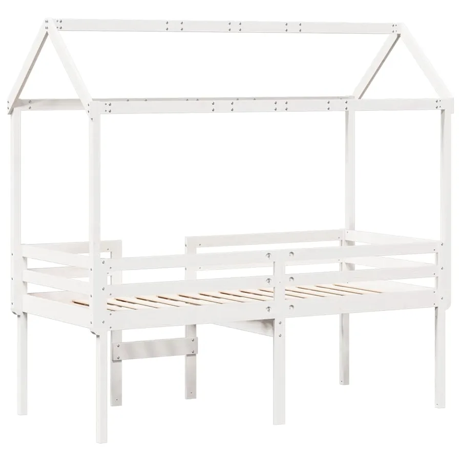 Lit haut sans matelas blanc 90x190 cm bois de pin massif - 8