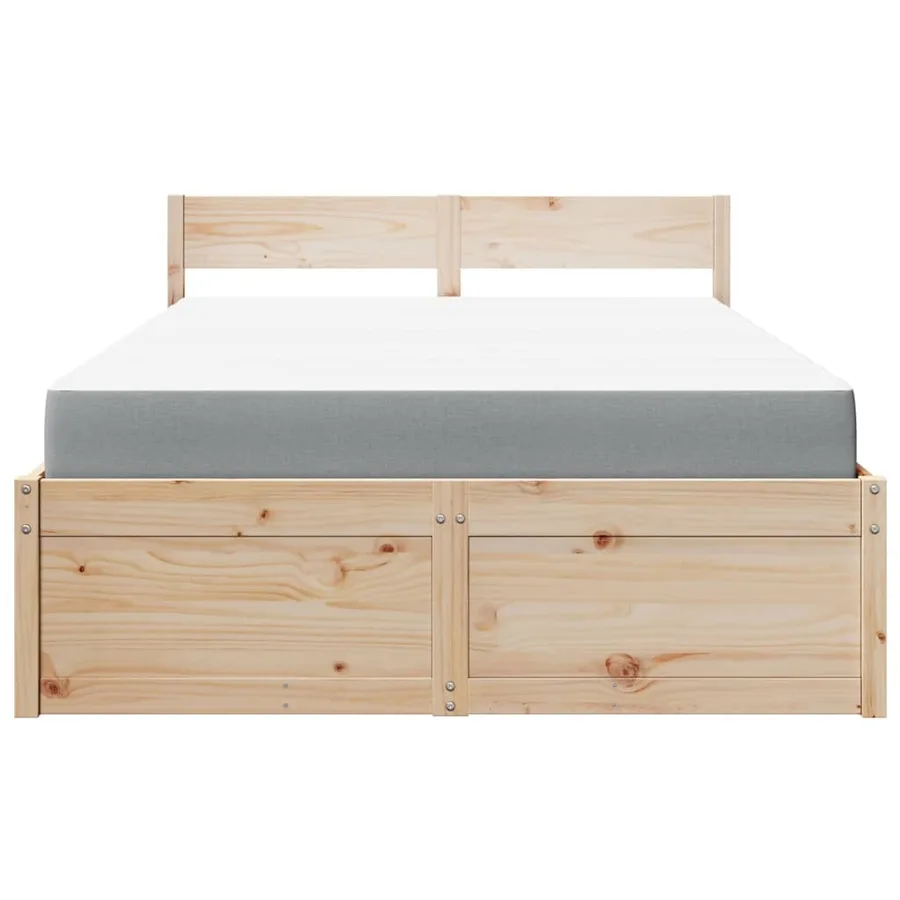 Lit avec tiroirs et matelas 140x190 cm bois massif de pin - 4