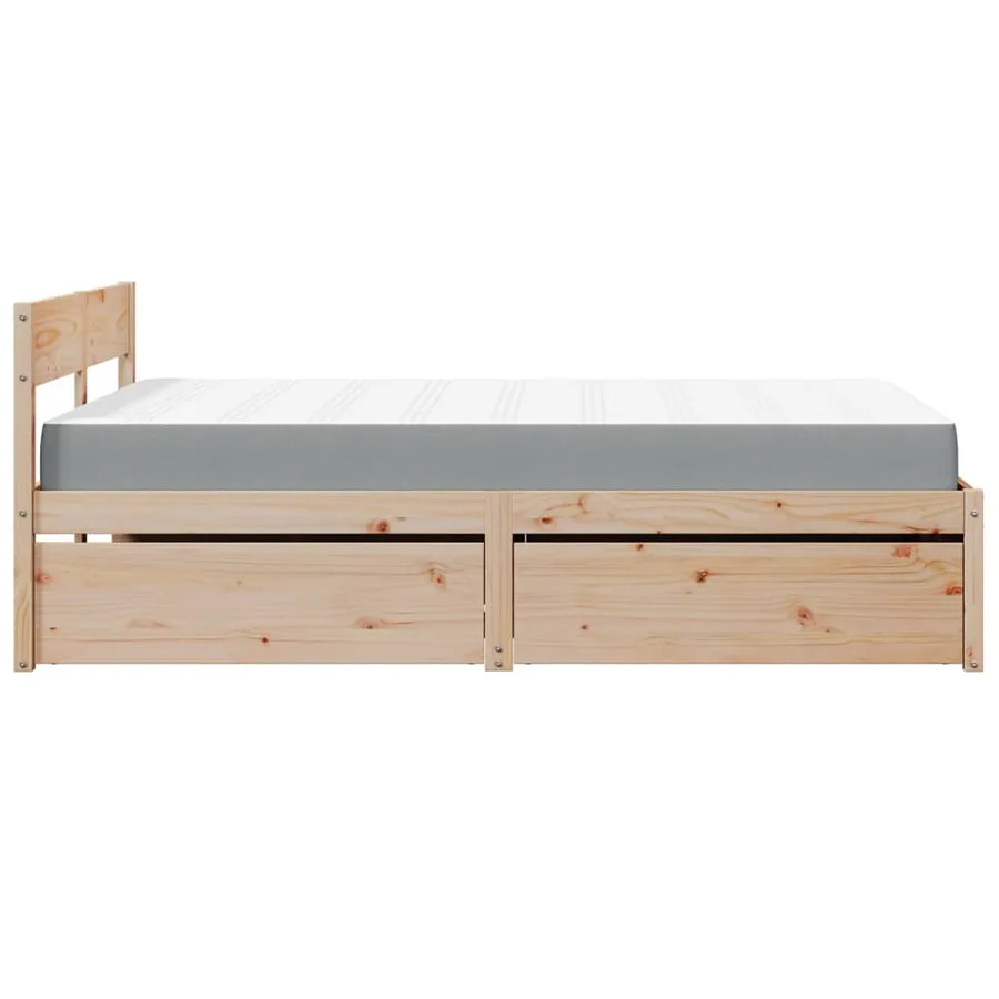 Lit avec tiroirs et matelas 140x190 cm bois massif de pin - 5