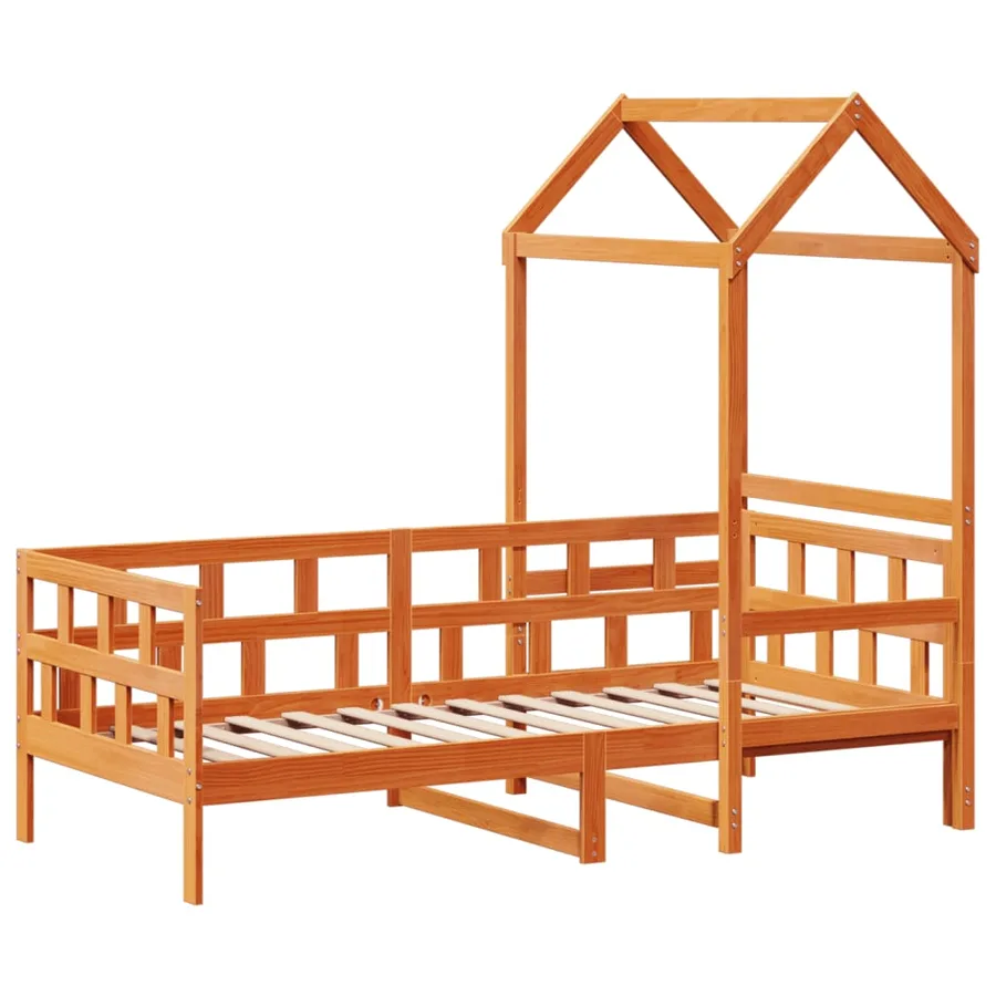 Lit de jour avec toit sans matelas 90x200 cm bois massif - 3