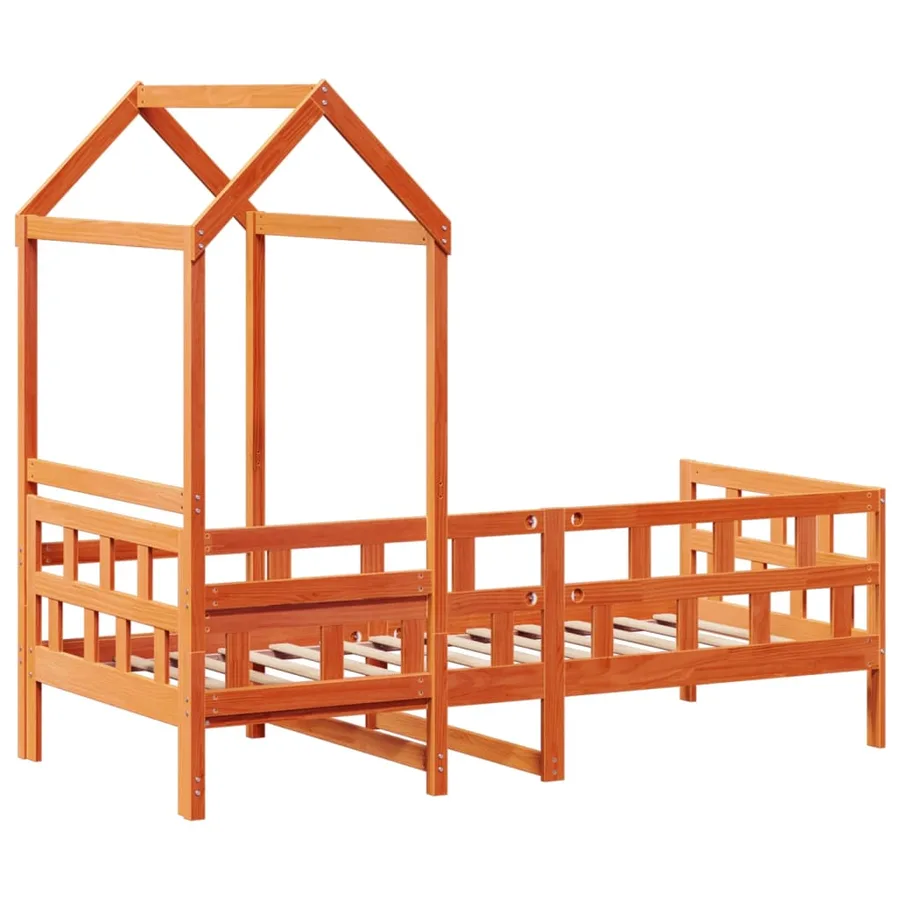 Lit de jour avec toit sans matelas 90x200 cm bois massif - 8
